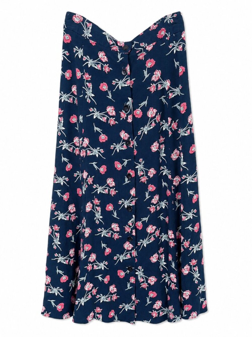 90s petite sophisticate navy floral button up maxi skirt
